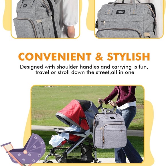 Xinsilu Large Diaper Bag for Boys and Girls with Changing Pad, Changing Pad Gray - Picture 5 of 6